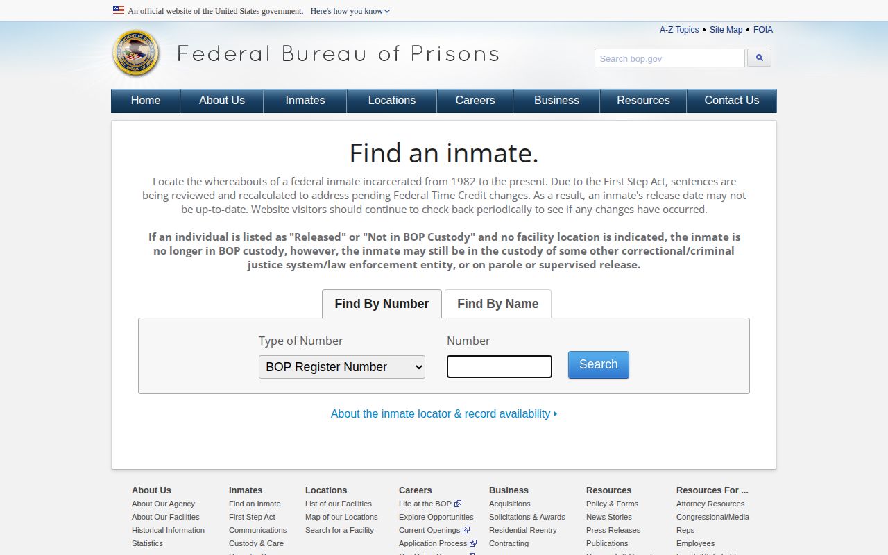 Federal locator for Hampton County released inmate transfers