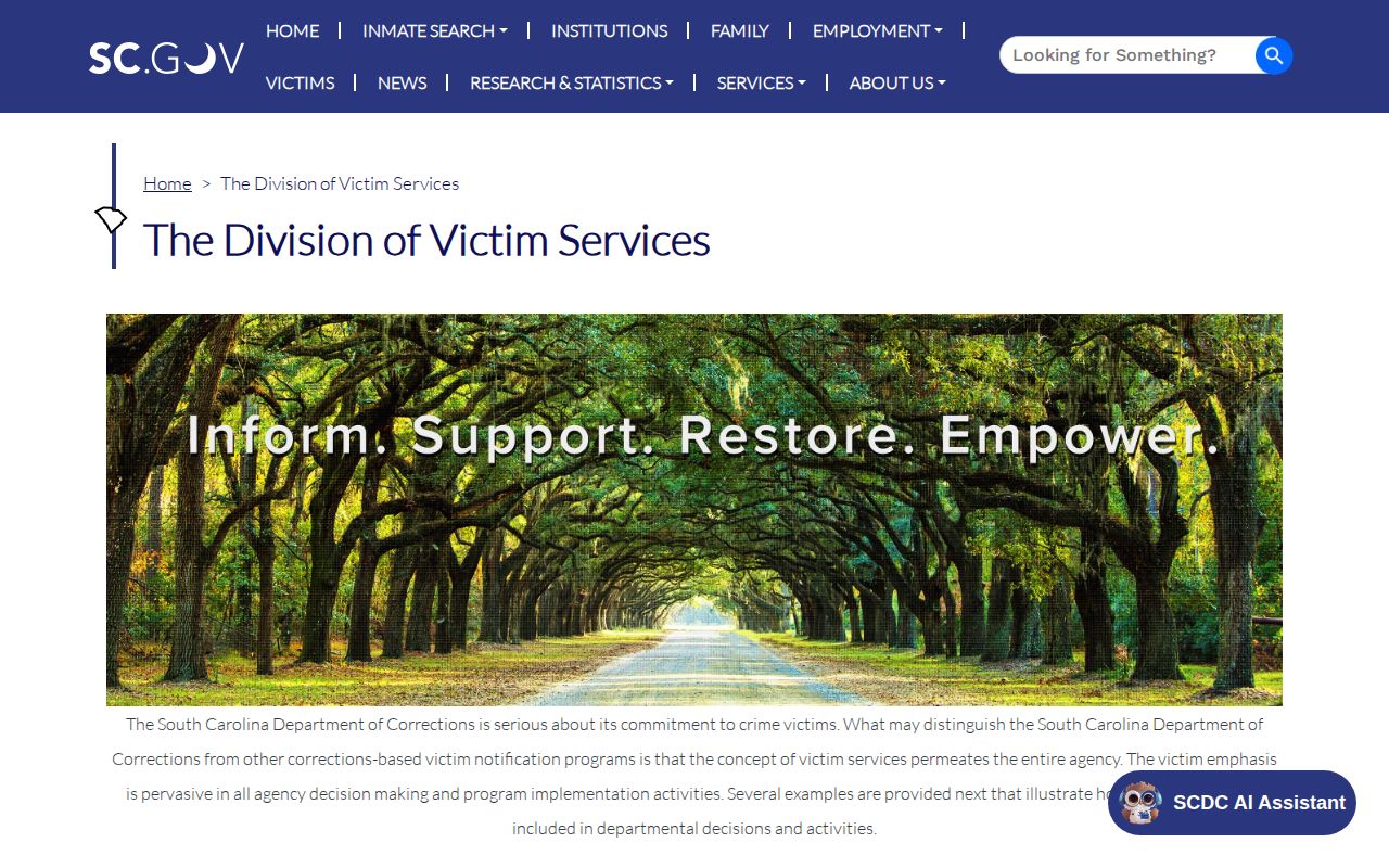 Hampton County projected release inquiry through SCDC